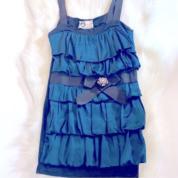 Vintage Lanvin Silk Ruffle Tunic Mini Dress - Picture 1 of 7